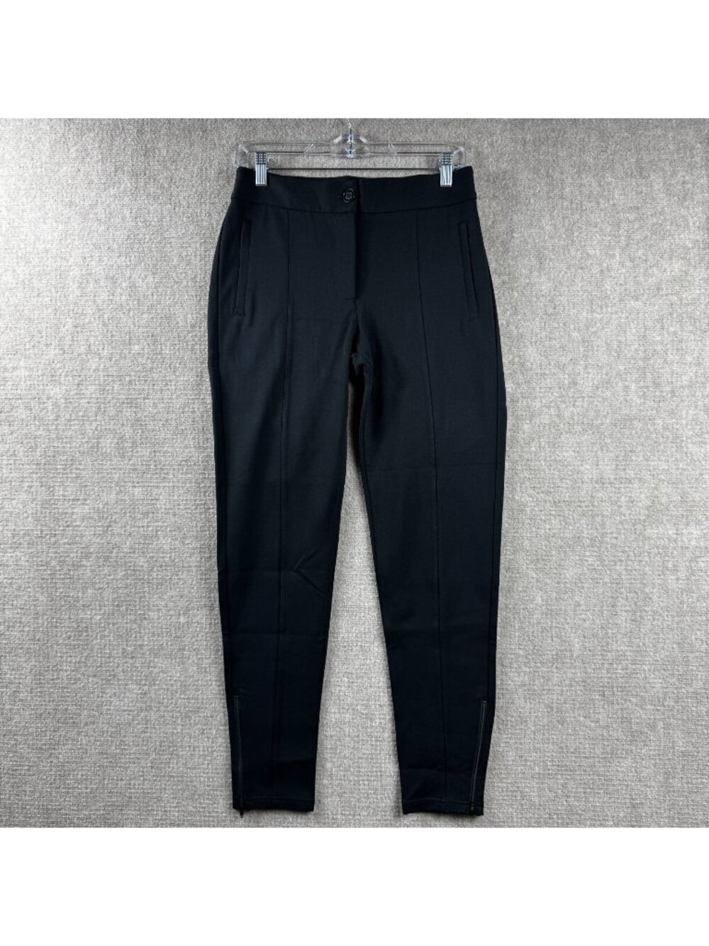 Betabrand Cigarette Dress Pant Yoga Pants S Long Black Ankle Zip Dark Academia